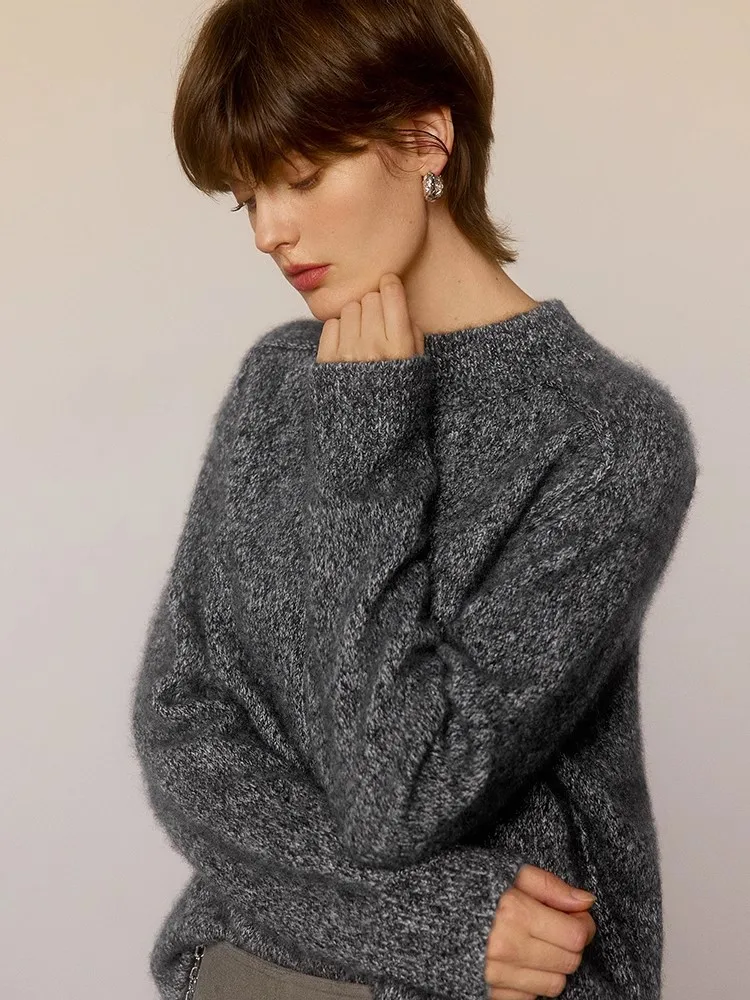 

Soft waxy half-high-necked pure cashmere sweater for women's high-grade feeling thickened loose fashion cashmere sweater sweater