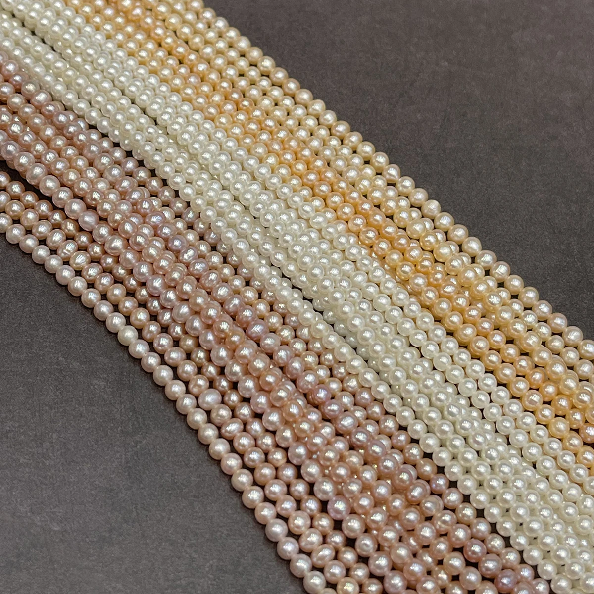 Natural Freshwater Pearl Punched Round Bead Orange White Light Purple Jewelry MakeDIY Necklace Bracelet Earrings Accessory 4-5mm