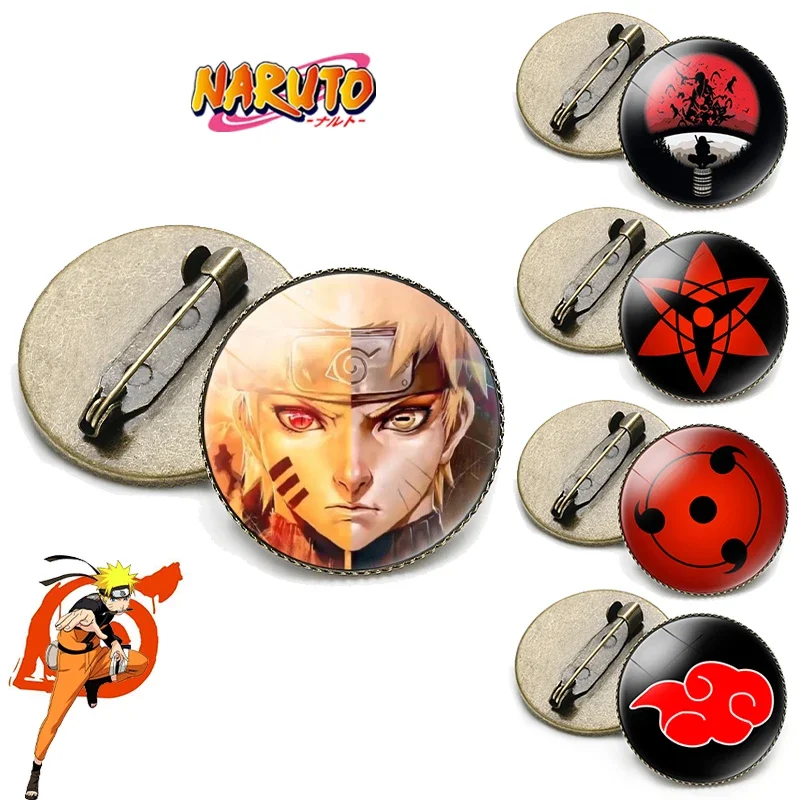 Naruto Retro Brooches Evil Eye Anime Peripherals Sharingan Jewelry Akatsuki Itachi Accessories Kids Clothing Decorations Gifts