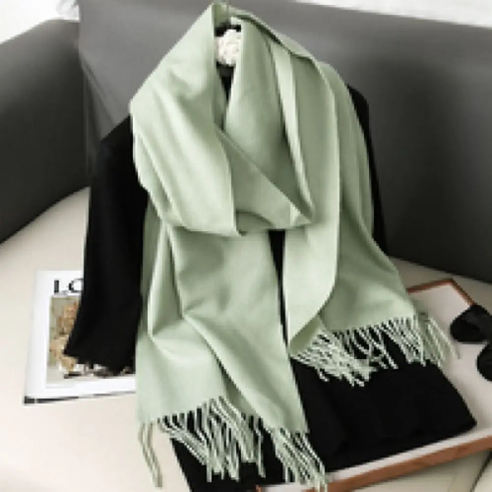 Fashionable Women Scarf Soft Pashmina Shawl Solid Color Korean Style Elegant Long Wrap Cozy Warm Cashmere New