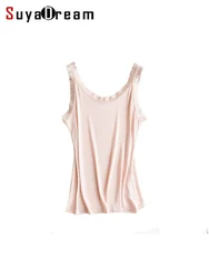 SuyaDream, Women silk camis, Lace Necklines, Solid and Cozy Camisoles, 2026 Spring Summer Basic Bottomings, Soft Top