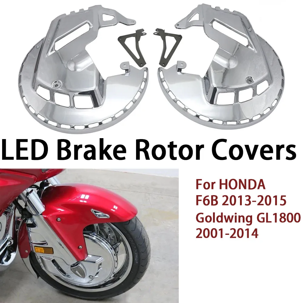 1 Para Osłon Przednich Tarcz Hamulcowych Motocykla z Pierścieniem LED Efektu Ognia, Obudowa Światła Hamulca Moto do Honda GL1800 Goldwing 2001-2014 F6B