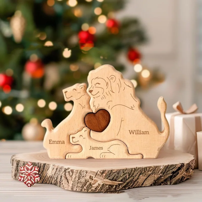 Lion Home Custom Name Puzzle Ornament DIY Wooden Lion Puzzle Home Decor Free Custom Birthday Gift Thanksgiving Gift