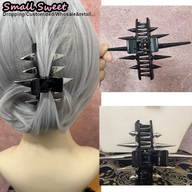 Streetwear Sottocultura Donna Gotico y2k Spike Hair Grab Punk Hip Hop Fatto a mano Spike Clip Accessori per capelli da festa per donna Ottieni catturare