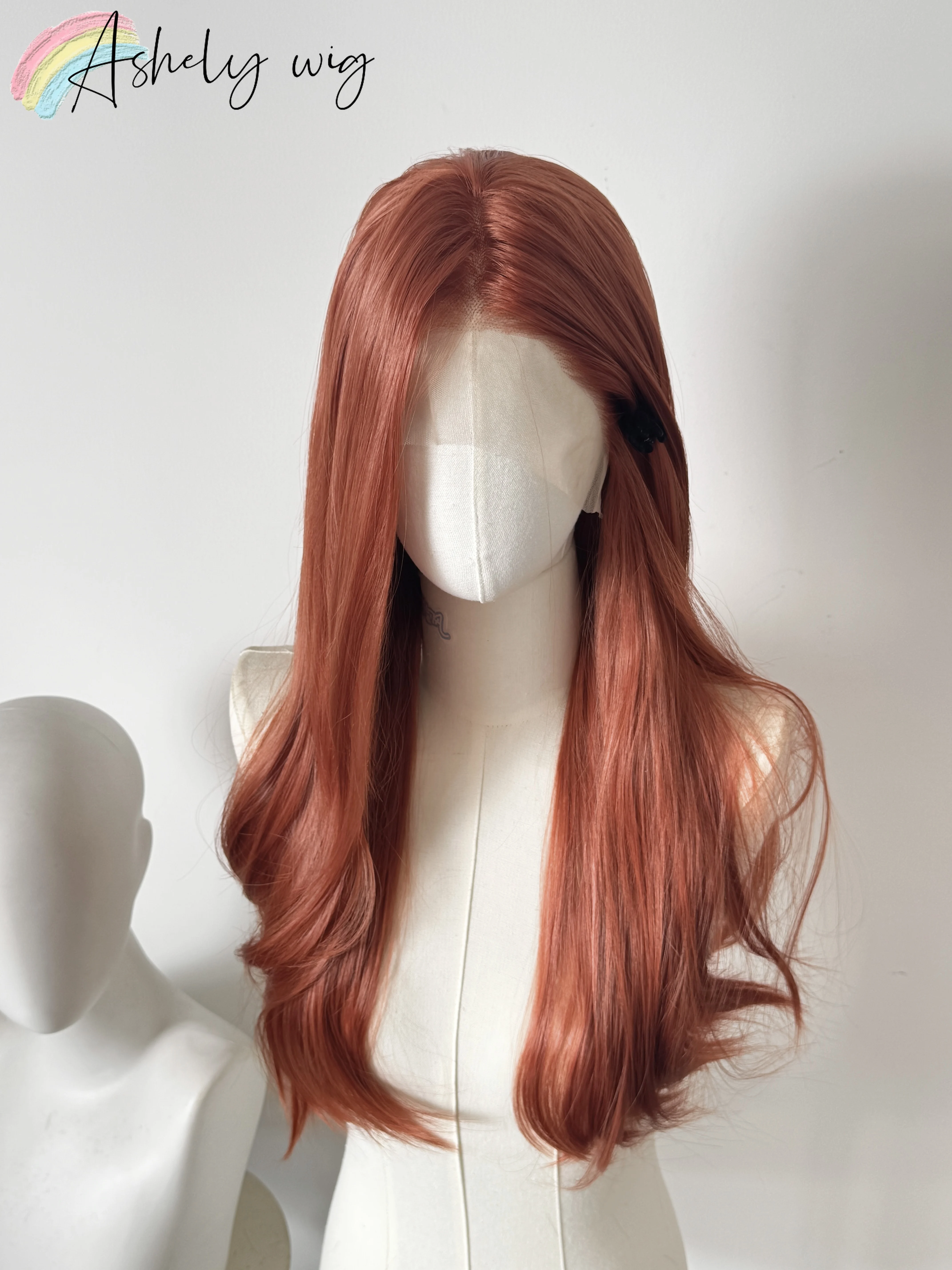 Red Orange Lace Front Wig for Women 26inch Long Wavy Wig Body Wave 13x4 Lace Frontal Synthetic Lace Wigs Nature Hairline Cosplay