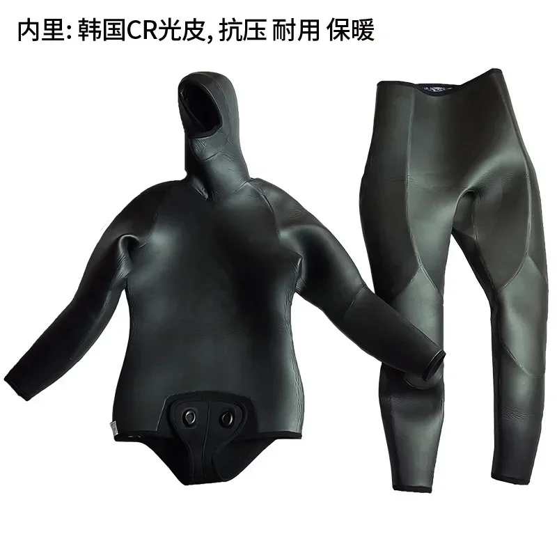 5mm fish hunting suit, male split hood, CR light leather camouflage diving suit scuba diving neoprene wetsuit buceo  swim suit