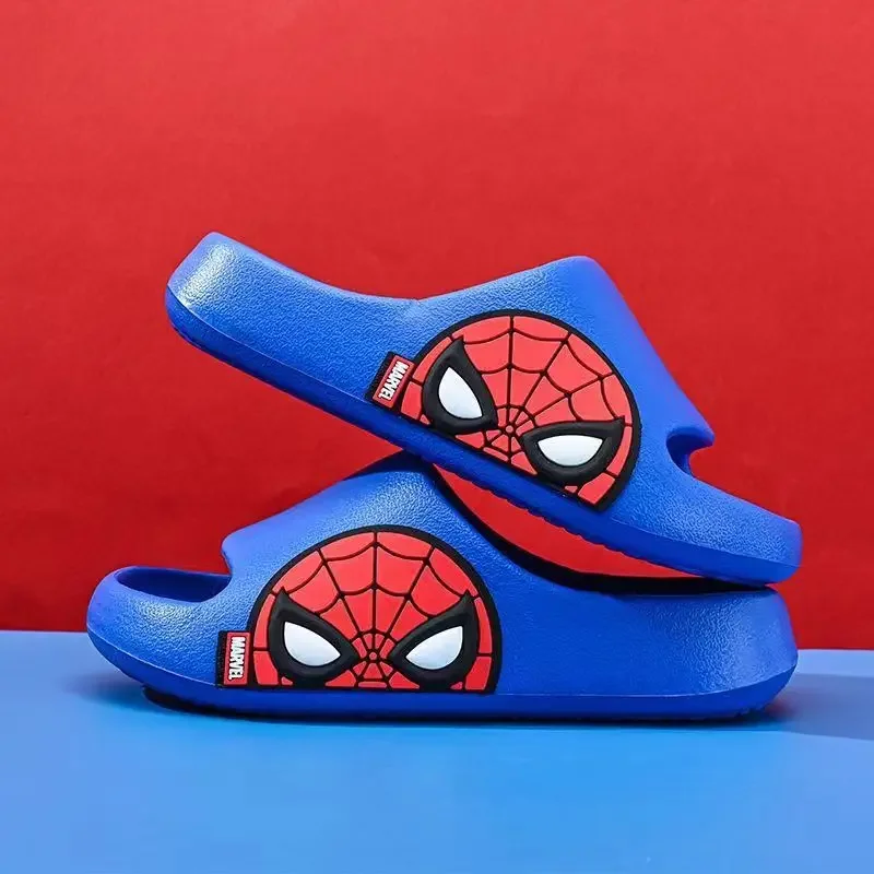 Disney Kids Slippers for Boys Summer Beach Indoor Slippers Cartoon Spiderman Home Soft Non-Slip Children Slippers Garden Shoes