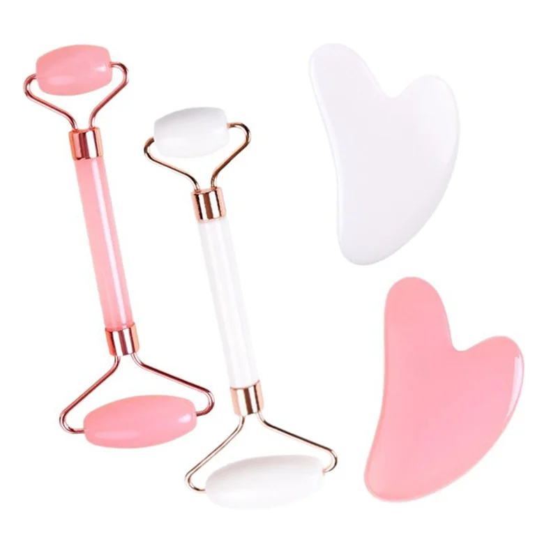 【FUXQ】Jade Roller Set Herramientas de masaje facial para reducir la hinchazón y mejorar las arrugas