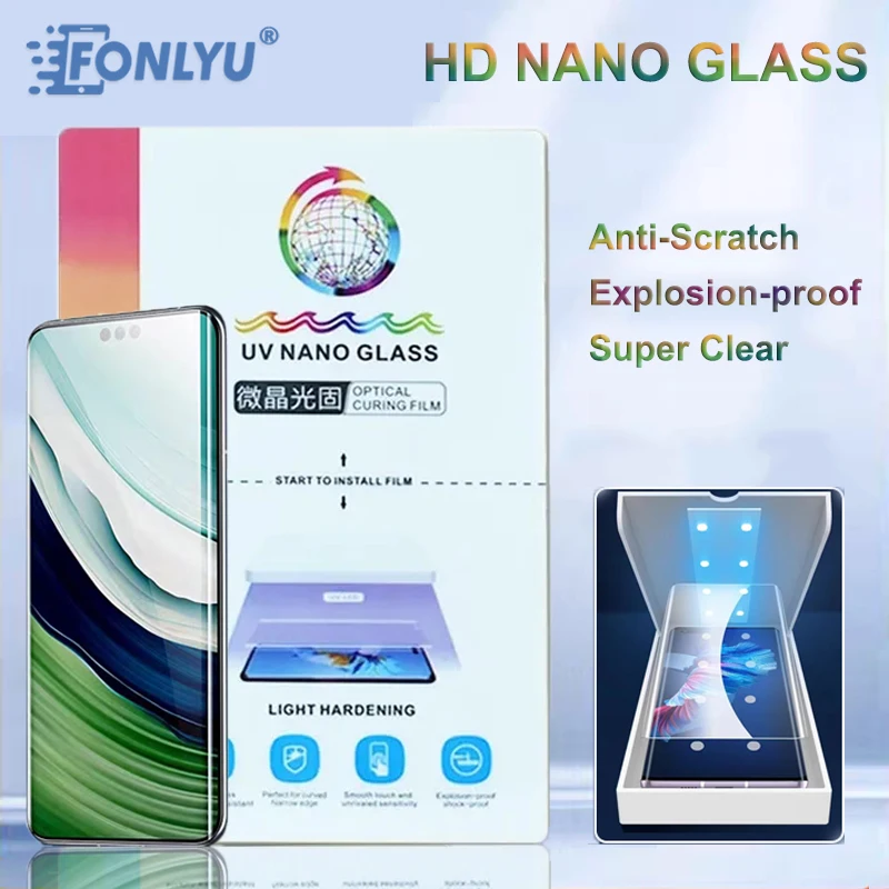 FONLYU HD NANO Glass Fiber UV Film For Hydrogel Movies Cutting Machine Mobile Phone Curved Edge Screen Protector For S22 ultra