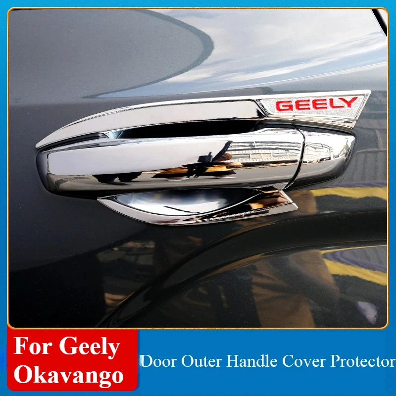 For Geely Okavango 2020-2023 Door Outer Handle Cover Protector Chrome Carbon Door Bowl Cover Car Auto Acccessories