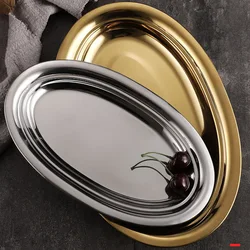 1 Pcs Korean Style Stainless Steel Oval Shaped Plate Steamed Fish Tray BBQ Rice Roll Dinner Dish