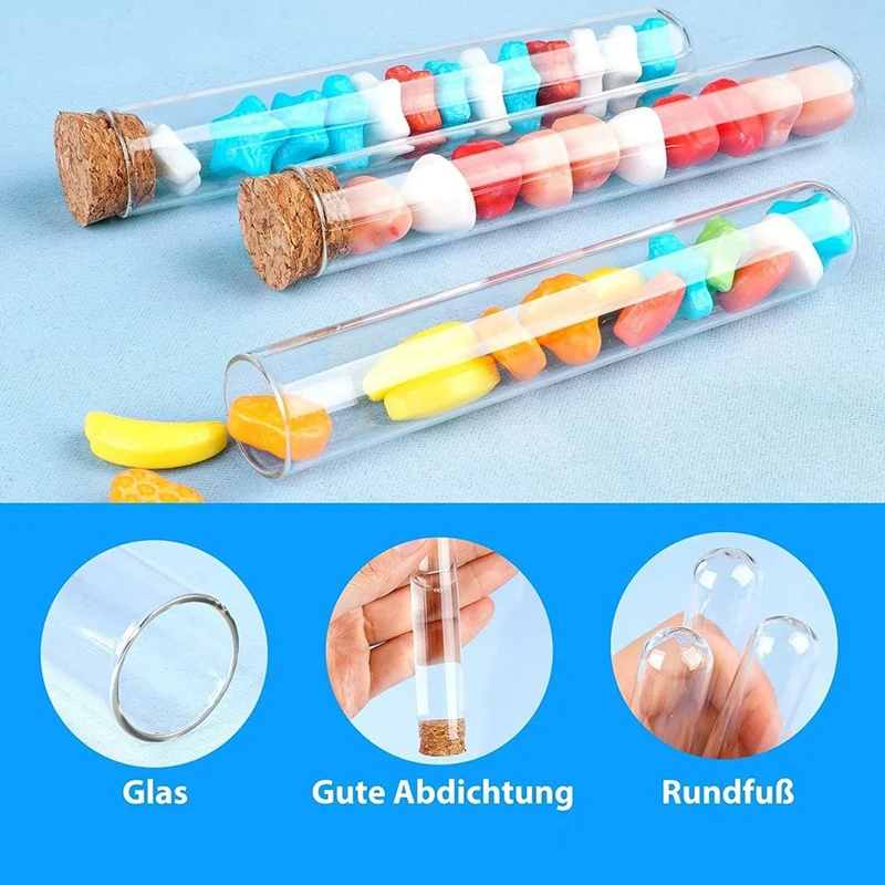 30 Pcs Test Tubes Glass Test Tubes Diy Handmade Test Tubes With Corks Glass Test Tubes 20 X 150Mm Test Tube For Flowers