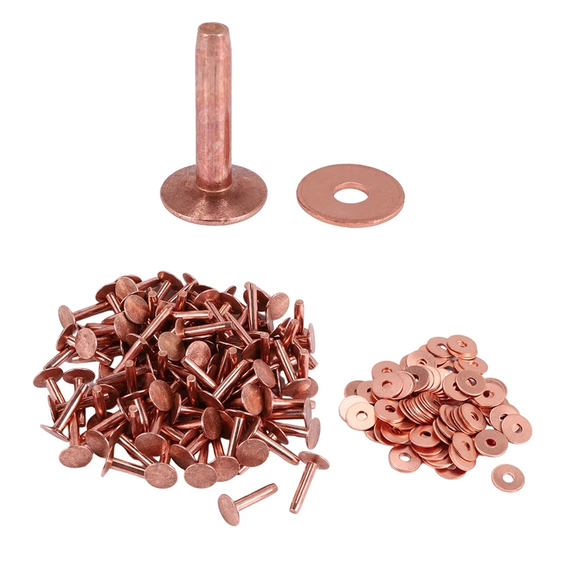 

100 Sets Copper Rivets And Burrs Washers Leather Copper Rivet Fastener For Wallets Collars Leather DIY Craft Supplies