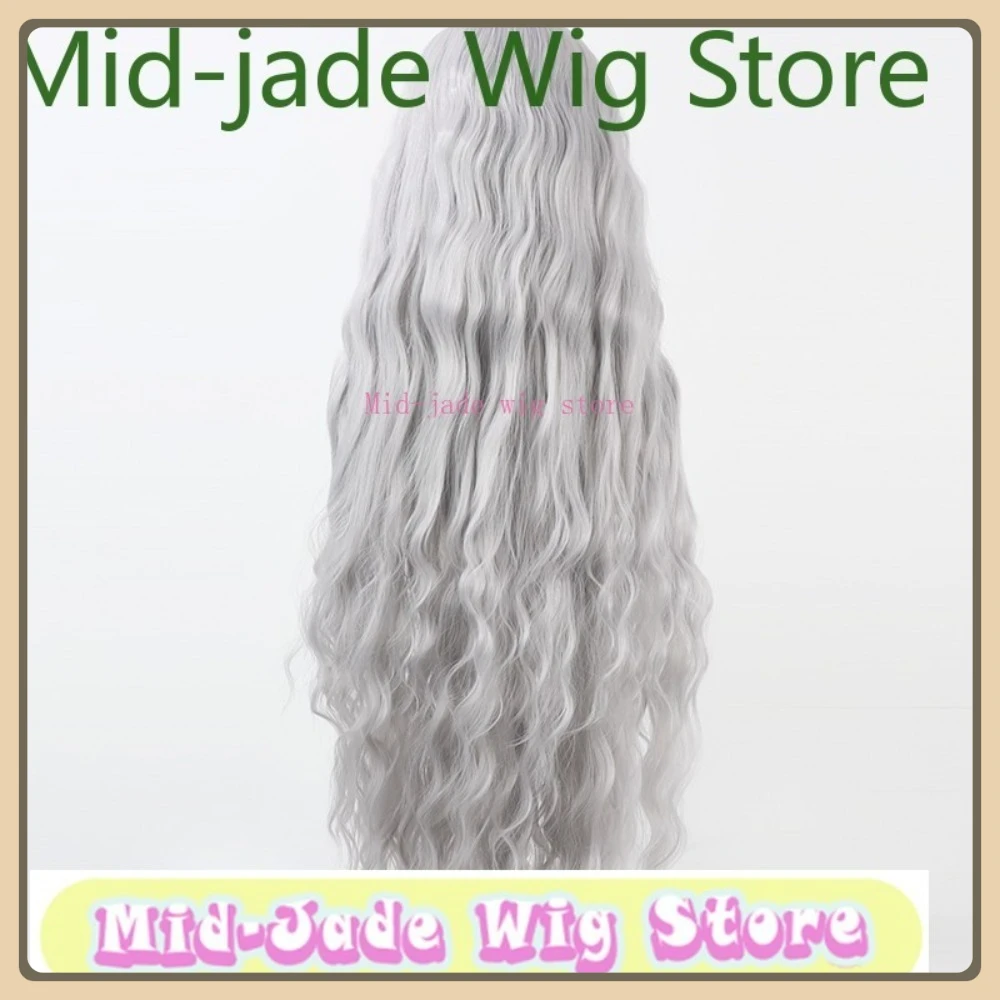 Peluca de jade medio, pelo largo y rizado, peluca de Cosplay, juego de Anime de Halloween, accesorios de ropa de pelo sintético