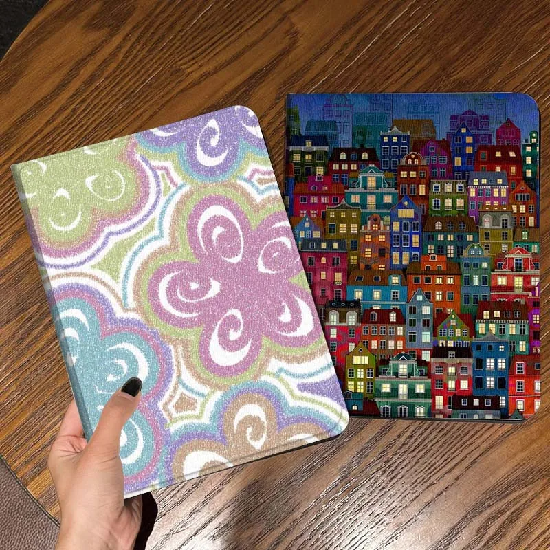 

Cartoon Spiral Flower Pattern Tablet Case For Apple iPad Air Pro mini 1 2 3 4 5 6 7 8 9 11 M2 M3 M5 M4 5th 6th 7th 10th 11th