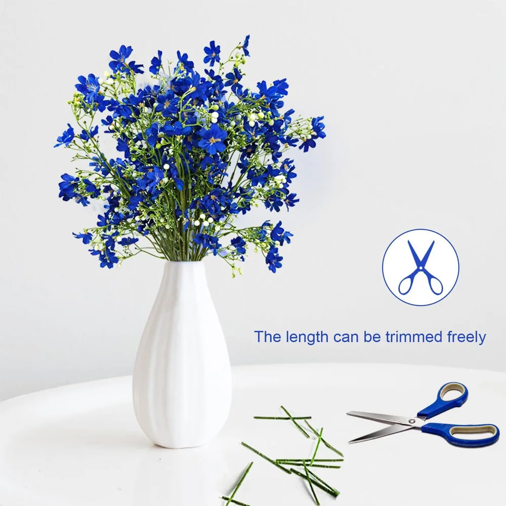 Seidenblumen mit langen Stielen, künstliche Blumen für hohe Vasen im Freien, künstlicher Schleierkrautstrauß, künstliche Blumen für Hochzeiten und Partydekoration – Detail 5