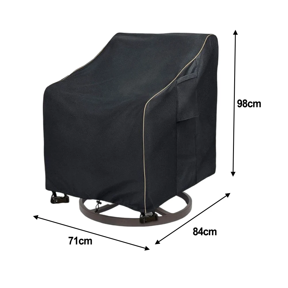 Black Swivel Chair Cover Windproof With Drawstring For Outdoor Patio Lounge Sofa Furniture Rain Sun Snow Guard