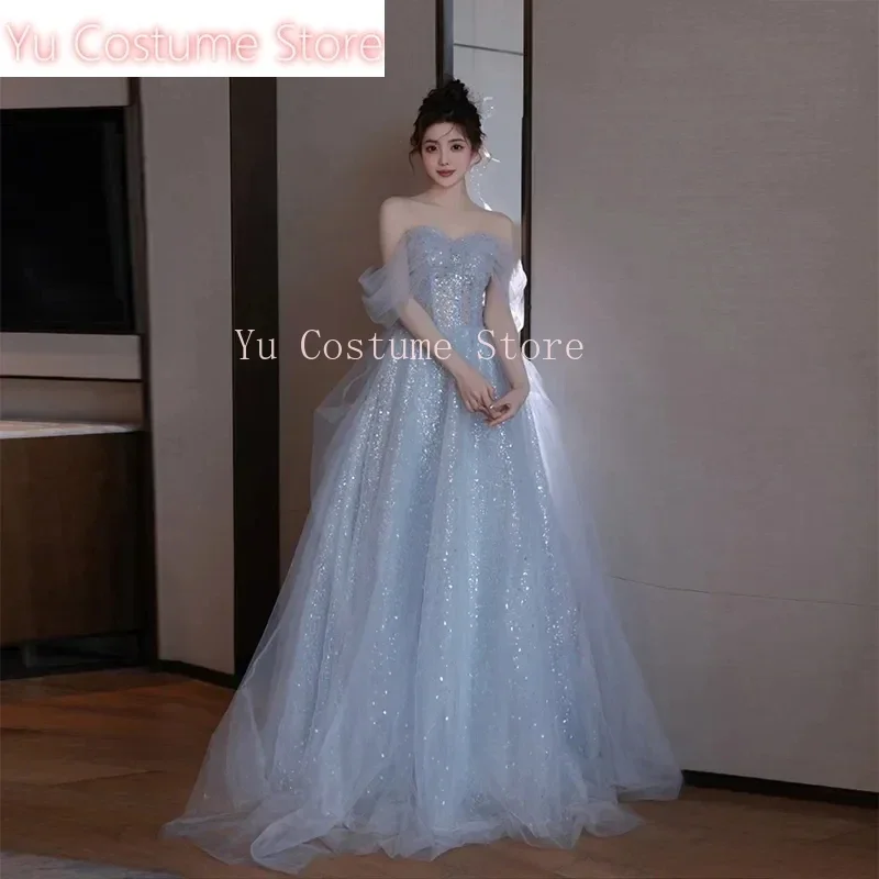 

Yu Costume Evening Dresses Women's New Summer Banquet Long Dress Slim Sexy Light Luxury Art Test Host Adult Birthday Party Dress