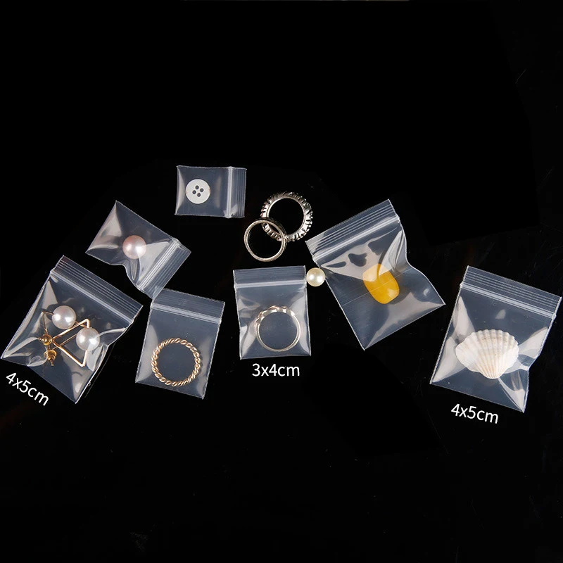 100pcs Thicken Mini Ziplock Bags For Small Jewelry Retail Accessory Packaging Supplies Pill Waterproof Storage Pouch Reclosable