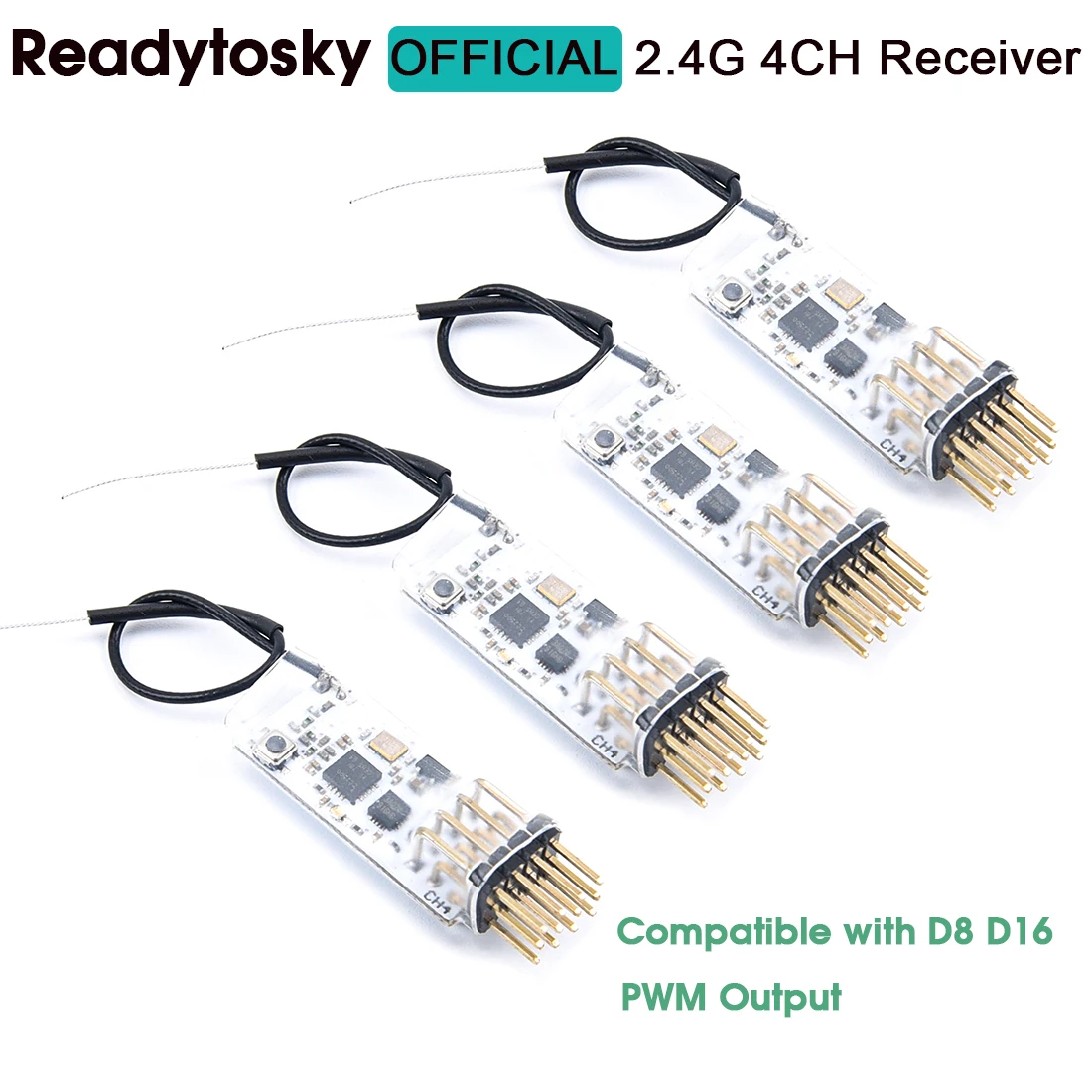 2.4G 4CH D8 D16 Receiver Compatible with PWM Output for FRSKY Futaba Jumper T16 X9D RC FPV Racing Drone