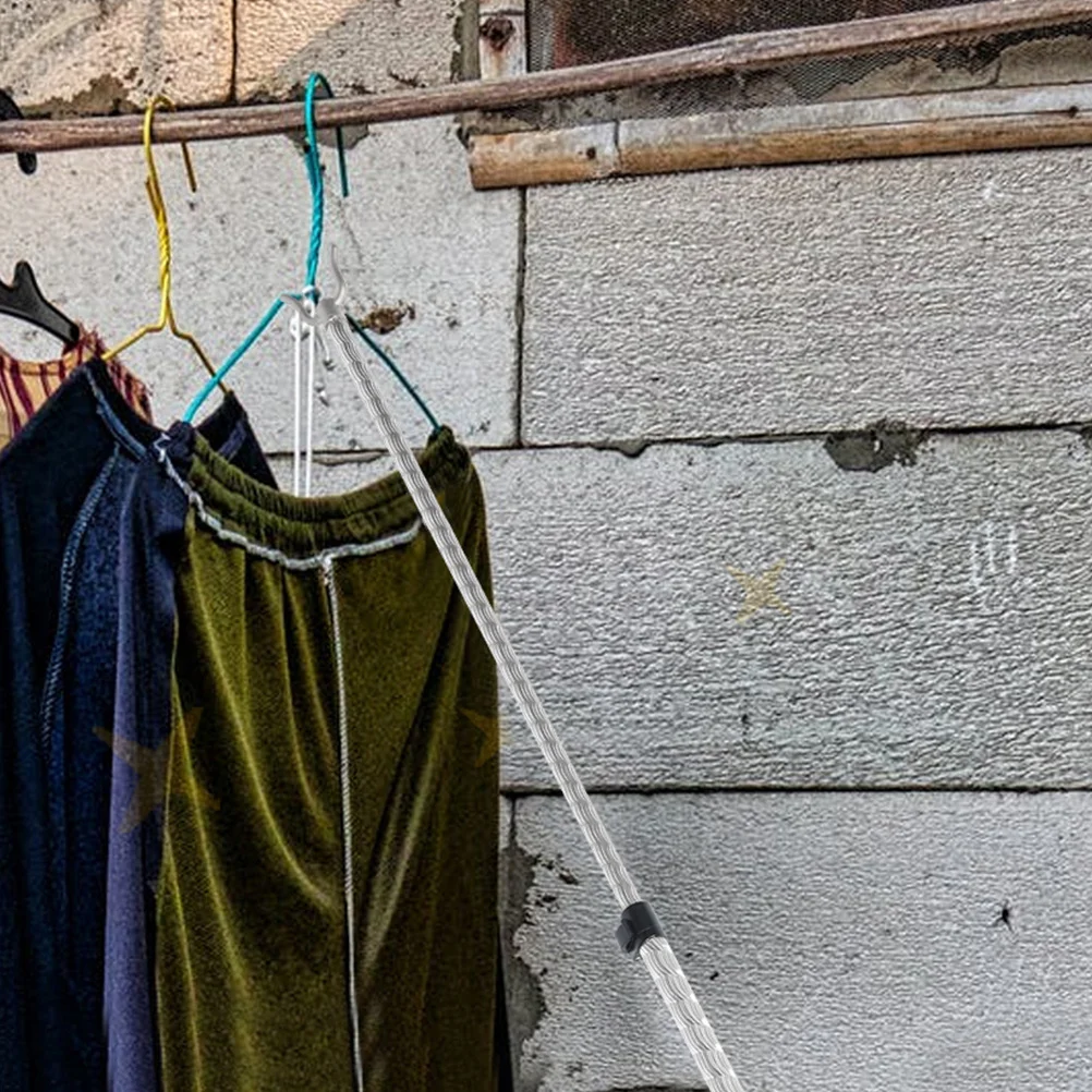 

Adjustable Retractable Clothes Reach Pole Lightweight Clothesline Rod For Indoor Balcony Laundry Use Household