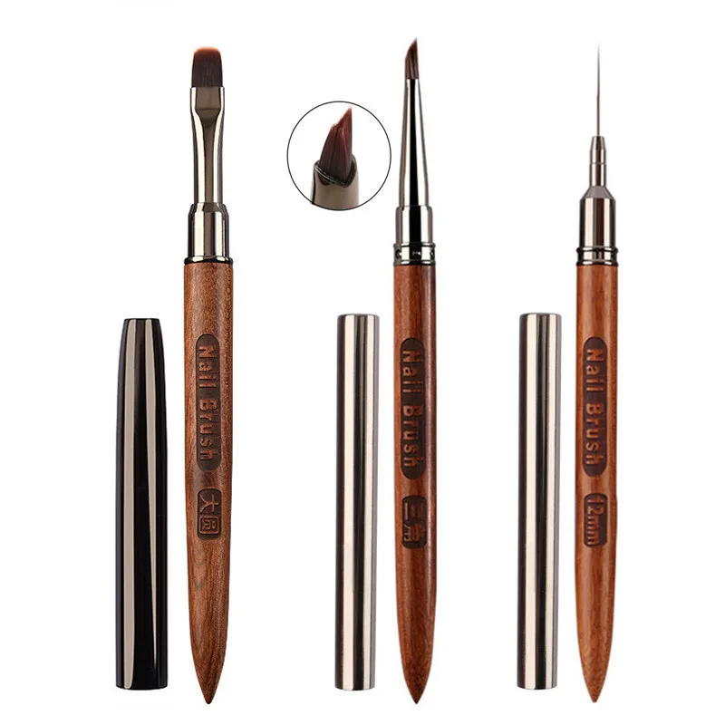 

Round Wood Handle Triangular Nail Drawing Brushes For Manicure Lines Painting Gradient UV GEL Extension Builder Drawing Pen