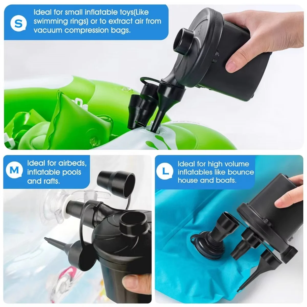 

SSR 2000mAh Air Pump USB Wireless Electric Pump to Inflate Deflate for Pool Floats Air Bed Vacuum Storage Bags Black