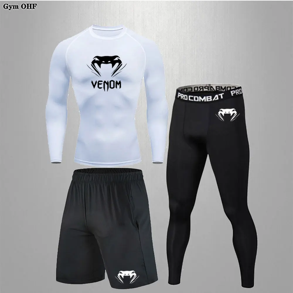 Boxing Set Compression T Shirt Pant Rashguard Jiu Jitsu Bjj Kickboxing Muay Thai MMA Fightwear Brand Gym Fitness Running Sport