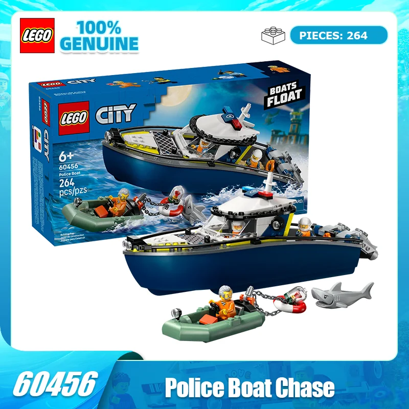

LEGO строительные блоки, городская серия, 60456, полицейский патрульный лодка, костюм для мальчиков, детская игрушка, Рождественский подарок