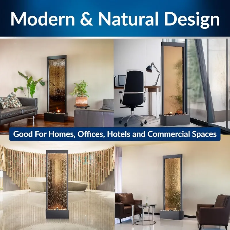 نافورة شلال داخلية وخارجية مقاس 72 بوصة مع أضواء LED ولمسة نهائية برونزية #5