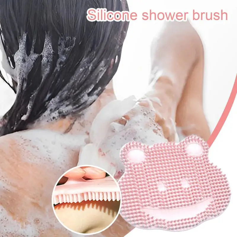 Silicone Face Scrubber Body Scrub Brush Suction Cup Design Exfoliation Frog And Butterfly Shape Manual Silicone Back Scrubber