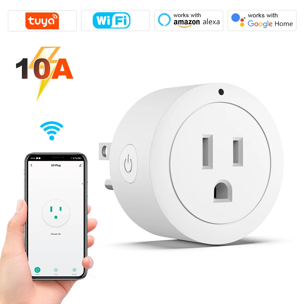 Tuya Smart Life Wifi Plug US Socket Wireless Switch Smart Home App Timer Scene Linkage Support Alexa Google Home Voice Assitant