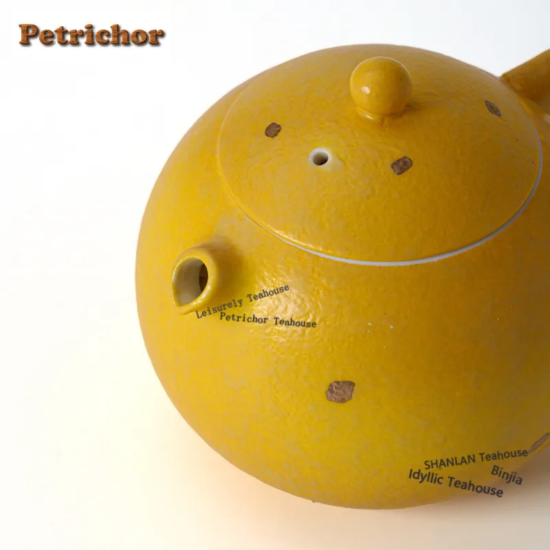 170ml Lemon Yellow Gold Sprinkled Teapot Elegant Tea Infuser Pot Tea Soaking Kettle With Ball Hole Teaset Decoration Ornaments