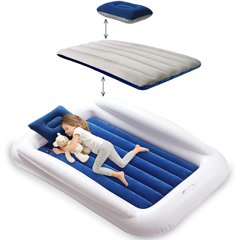 

Portable Travel Inflatable Air Bed Crib for Baby Kids Toddler Blow Up Mattress with Sides for Road Trip Camping Sleepovers