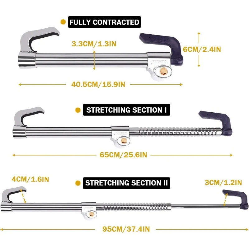 Universal Steering Wheel Brake Lock Anti-Theft Retractable Double Hook Extended Car Lock Clutch Pedal Lock for Car Truck SUV