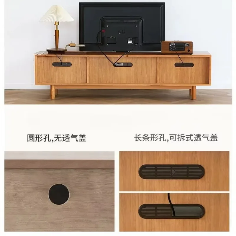 small apartment simple floor cabinet log Japanese audio-visual cabinet combination light luxury cherry wood furniture