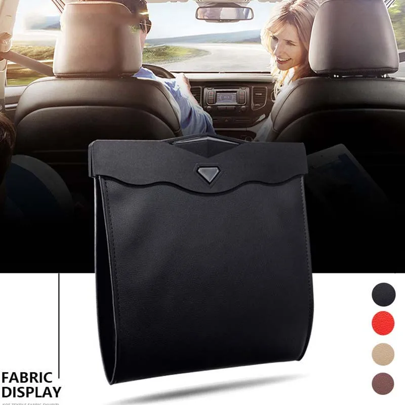 

Car Garbage Bag with Led Lighting Car Seat Back Suspension Leak-Proof Storage Box Waterproof Magnetic Trash Can