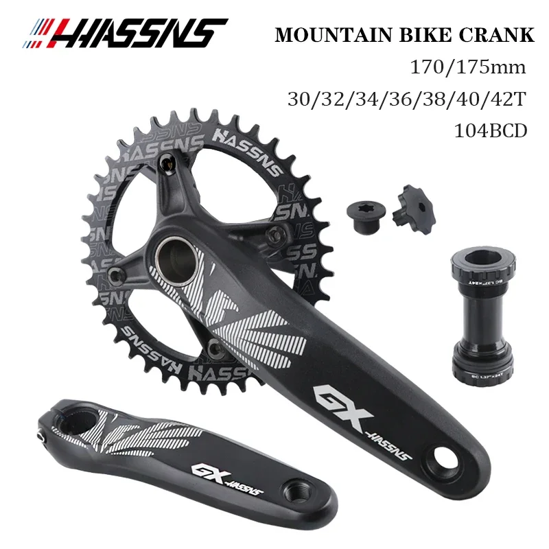 

HASSNS Crankset Mountain Bike Connecting Rods Mtb Cranks Arms For Bicycle Integrated Candle Pe 1 Crown 12 Speed 32/34/36/38T
