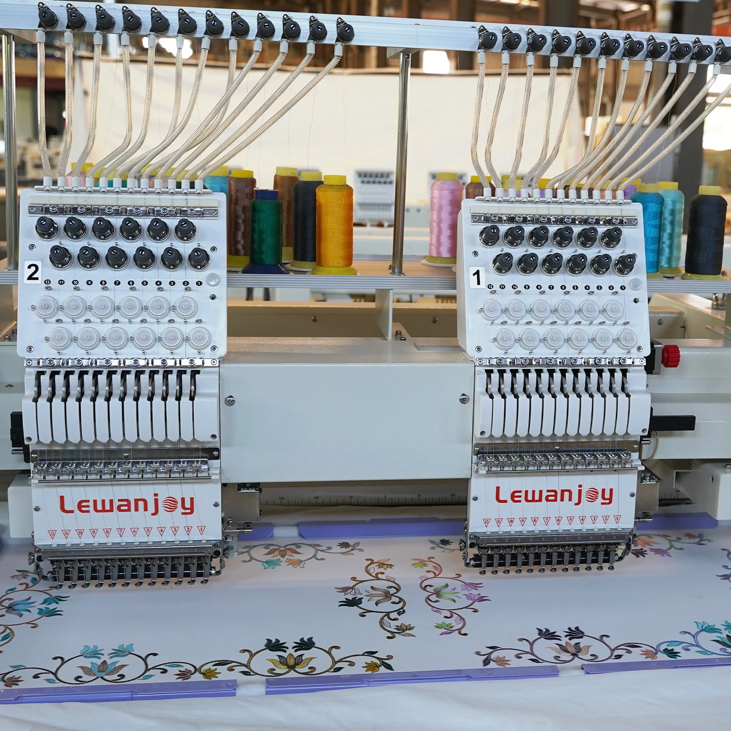 High Speed Industrial Two Heads Embroidery Machine Multifunctional 2 Years Warranty Free Spare Parts and Shipping CE SGS