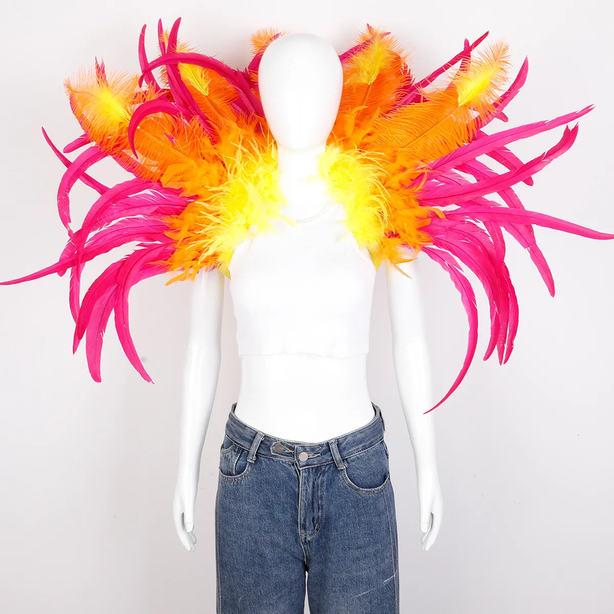Frauen Übergroße Feder Schulter Ornamente Karneval Parade Requisiten Maskerade Partei Rolle Spielen Kostüm Zubehör 2026