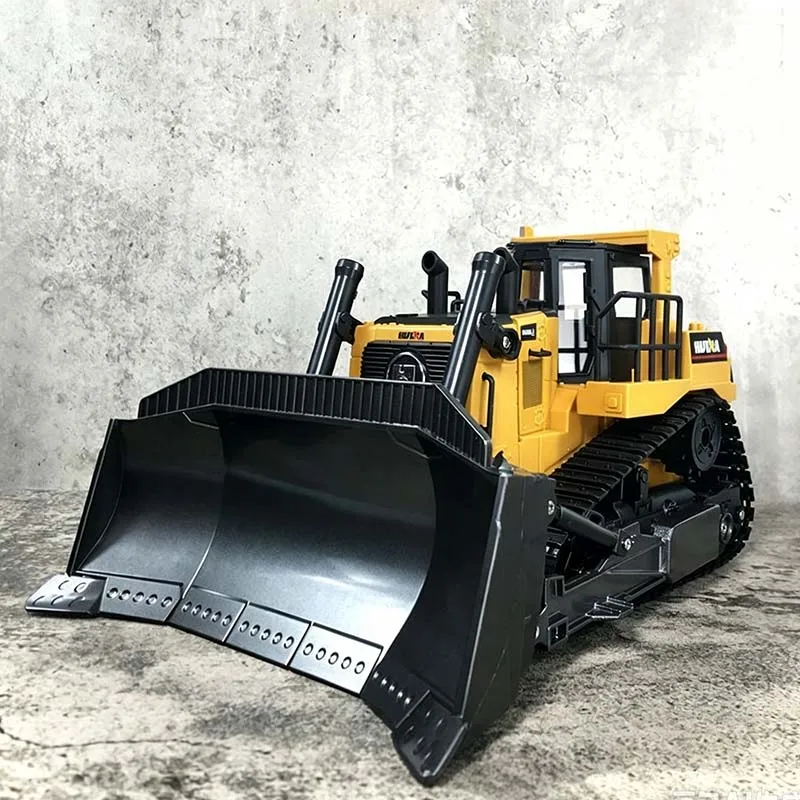 HUINA 1554 11ch Rc Bulldozer 1:18 Alloy Remote Control Crawler Engineering Vehicle 2.4g Simulation Sound Light Heavy Duty Toy