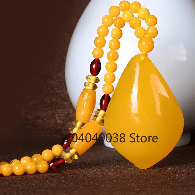 

Amber Old Beeswax Chicken Oil Yellow Water Drop Pendant High-grade Exquisite Natural Fashion Jewelry Best Selling Holiday Gifts