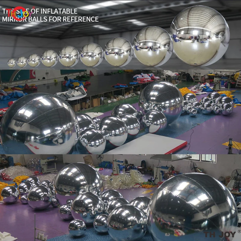 Dazzling Giant Outdoor Silvery Inflatable Mirror Ball For Disco Party Decoration 50cm 100cm Inflatable Mirror Spheres