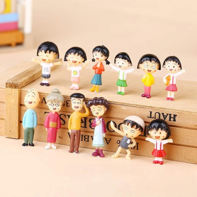 

12pcs/set New Cute Cartoon Chibi Maruko-Chan Family Combination PVC Toy Pendant Desktop Decoration Birthday Gifts