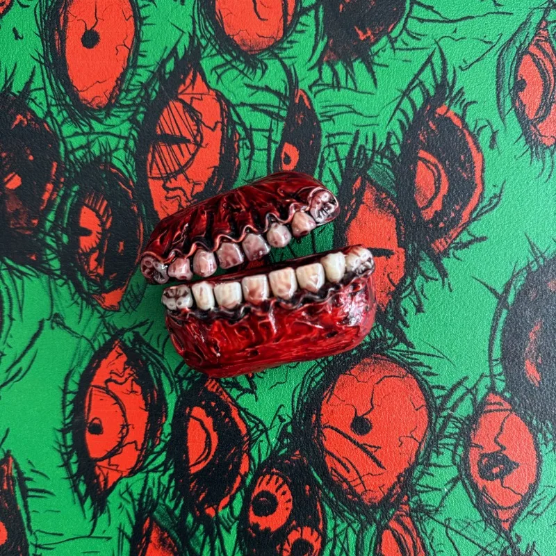 Gothic Teeth AirPods Case with Glow-in-the-Dark 3D Denture Design Protective Cover for AirPods Pro3 Horror Style Earbud Case view 5