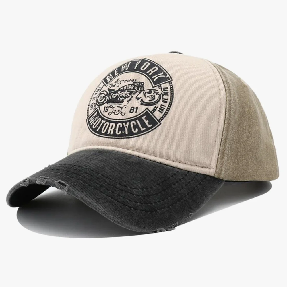 Unisex Baseball Caps Man Women Retro Cap Letters & Motor Print Retro Adjustable Hats Spring and Summer Outdoor Sunscreen Hat