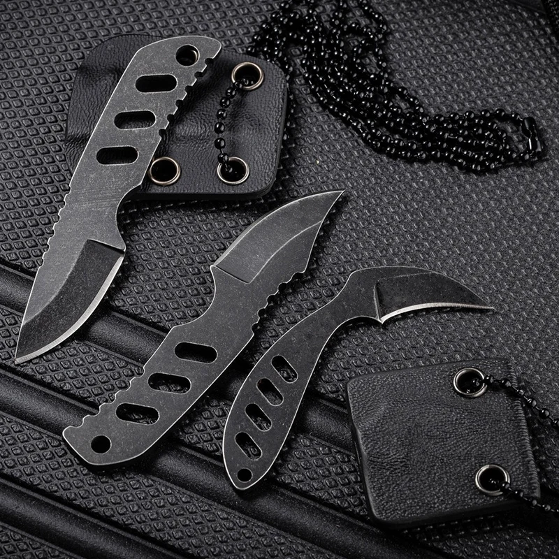 Mini Fixed Blade Knife 440C Blade steel handle outdoors Camping Survival With K-sheath Necklace Knife