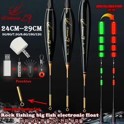 Luminous Big Carp Gravidade Sensor Float Pesca, Virar vermelho Float, Suit de carregamento USB, Alta Sensibilidade Acessórios, Novo, Rock, 2024