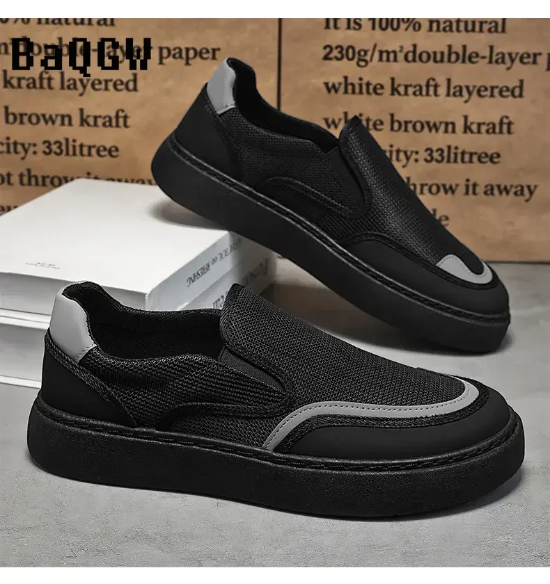 

2026 Slip-On Mesh Loafers Khaki Black Casual Sneakers Lightweight Breathable Walking Shoes for Men Women Daily Wear