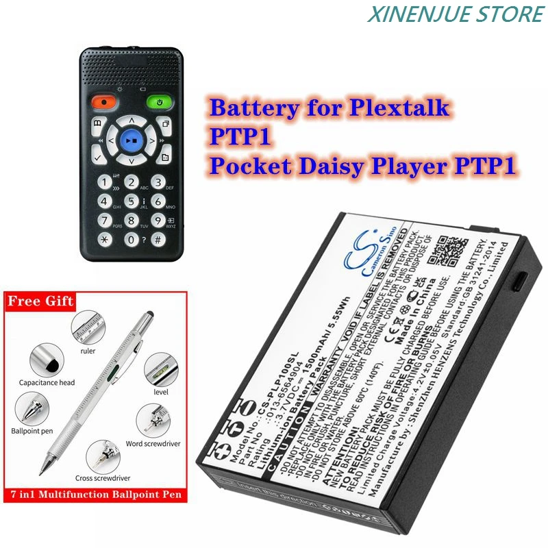 Batterie Compatible Plextalk Pocket Daisy Player PTP1 - 3.7V 1500mAh Li-ion